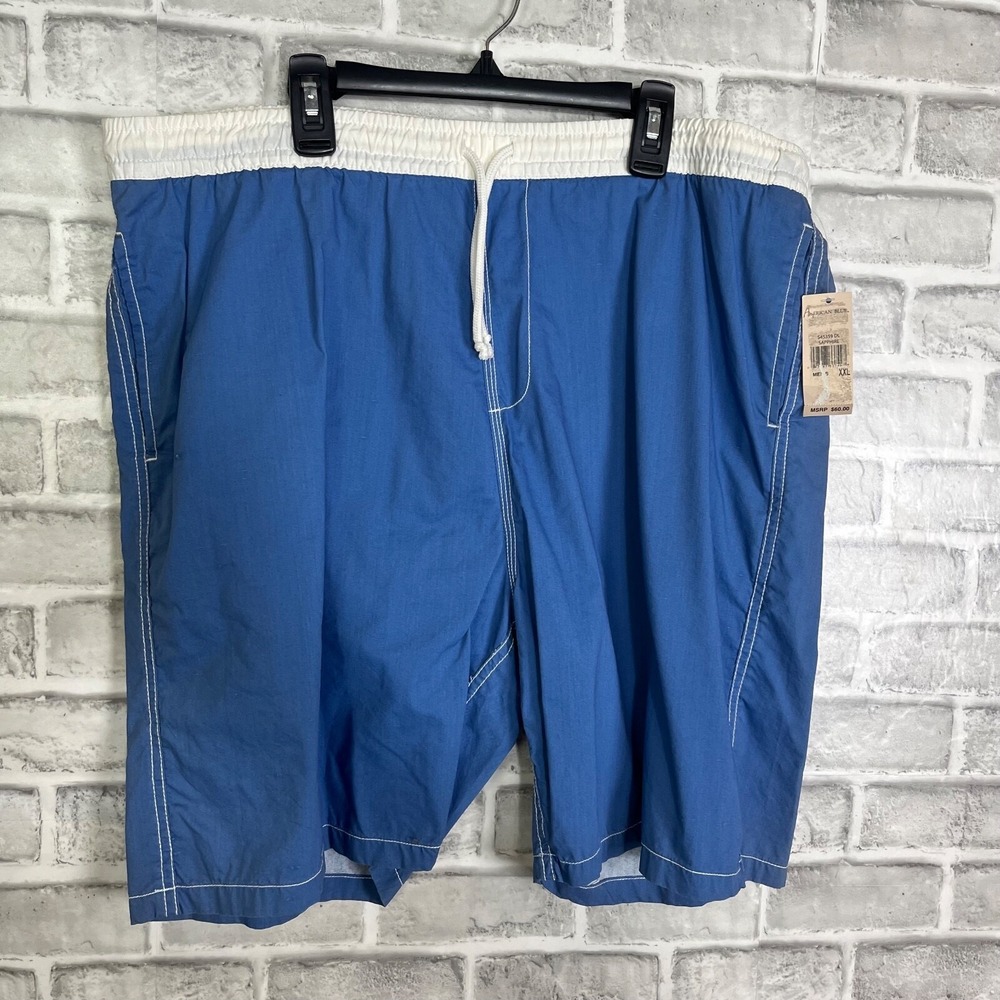 American Blue Cobalt Blue Drawstring Swim Trunks Mens Size 2XL Sapphire NWT